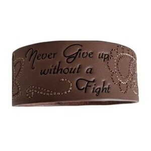 Layla Never Give Up Leather Bracelet Brown 7" / 8" NIP NEW IN PACKAGE